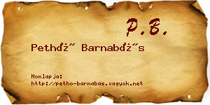 Pethő Barnabás névjegykártya